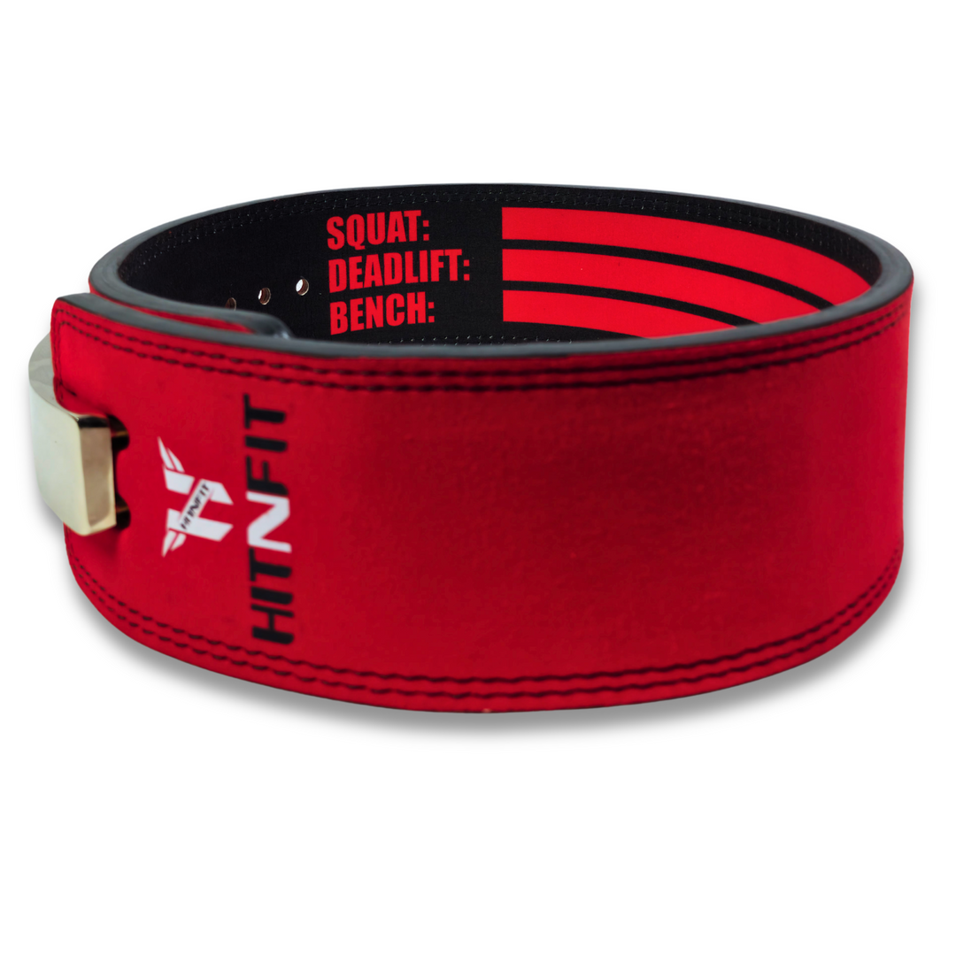 10mm Premium Leather Lever Belt (Red/Black)