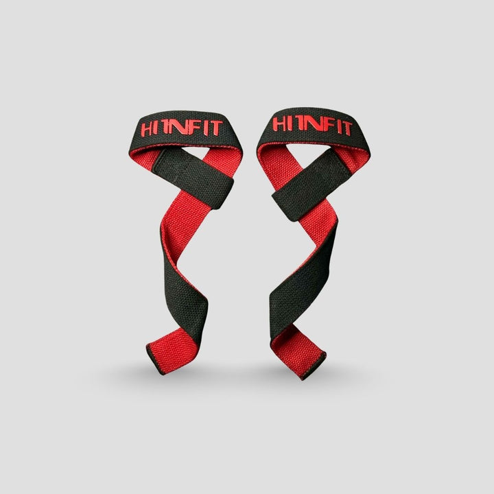 Cotton Lifting Straps (Black/Red - 24")
