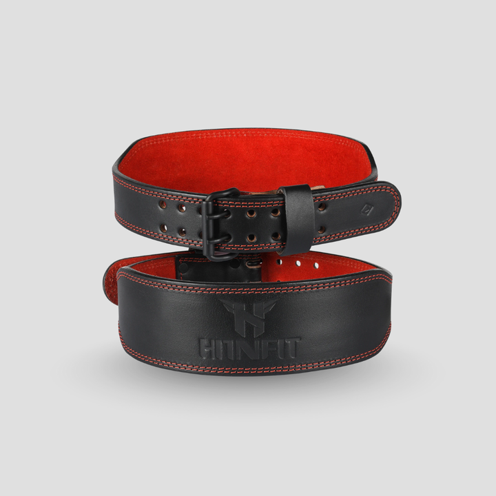 7mm Classic Weight Lifting Leather Belt (Black/Red)