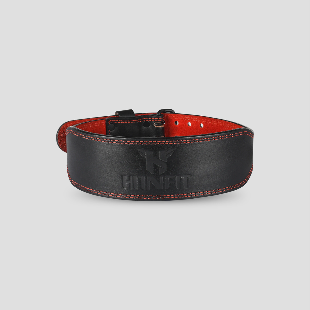 7mm Classic Weight Lifting Leather Belt (Black/Red)