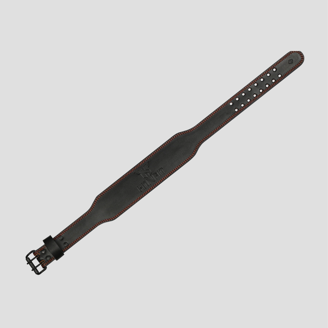 7mm Classic Weight Lifting Leather Belt (Black/Red)