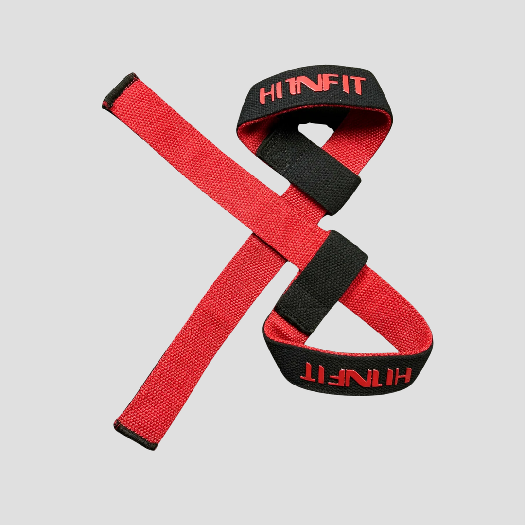 Cotton Lifting Straps (Black/Red - 24")