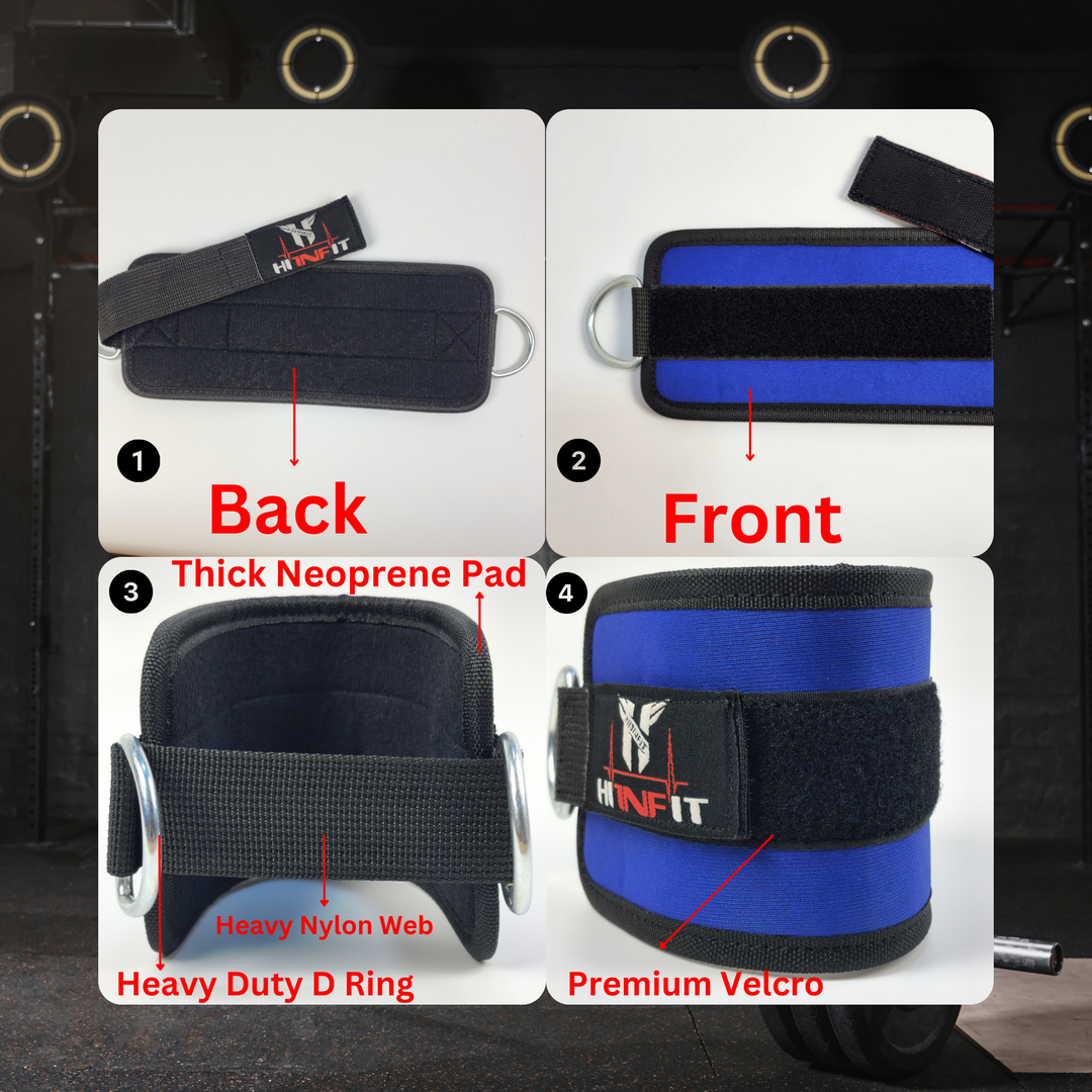 Unisex Cable Machine Ankle Straps (Blue/Black)