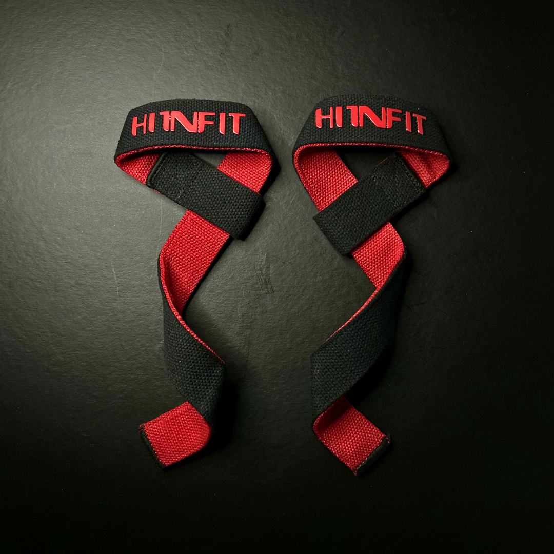 Dual-Ply Cotton Lifting Straps Black & Red Color