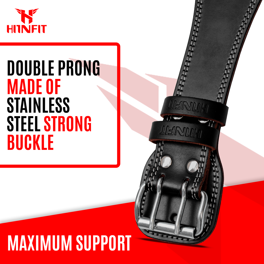 Hit n fit Classic Weightlifting Leather Belt (Black)