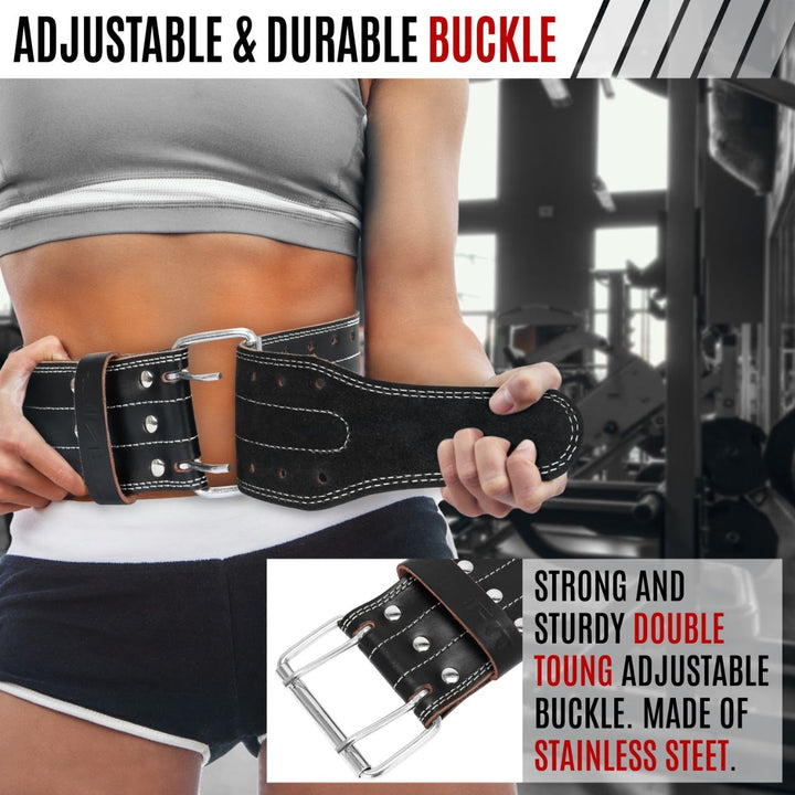Double Prong Leather Powerlifting Belt