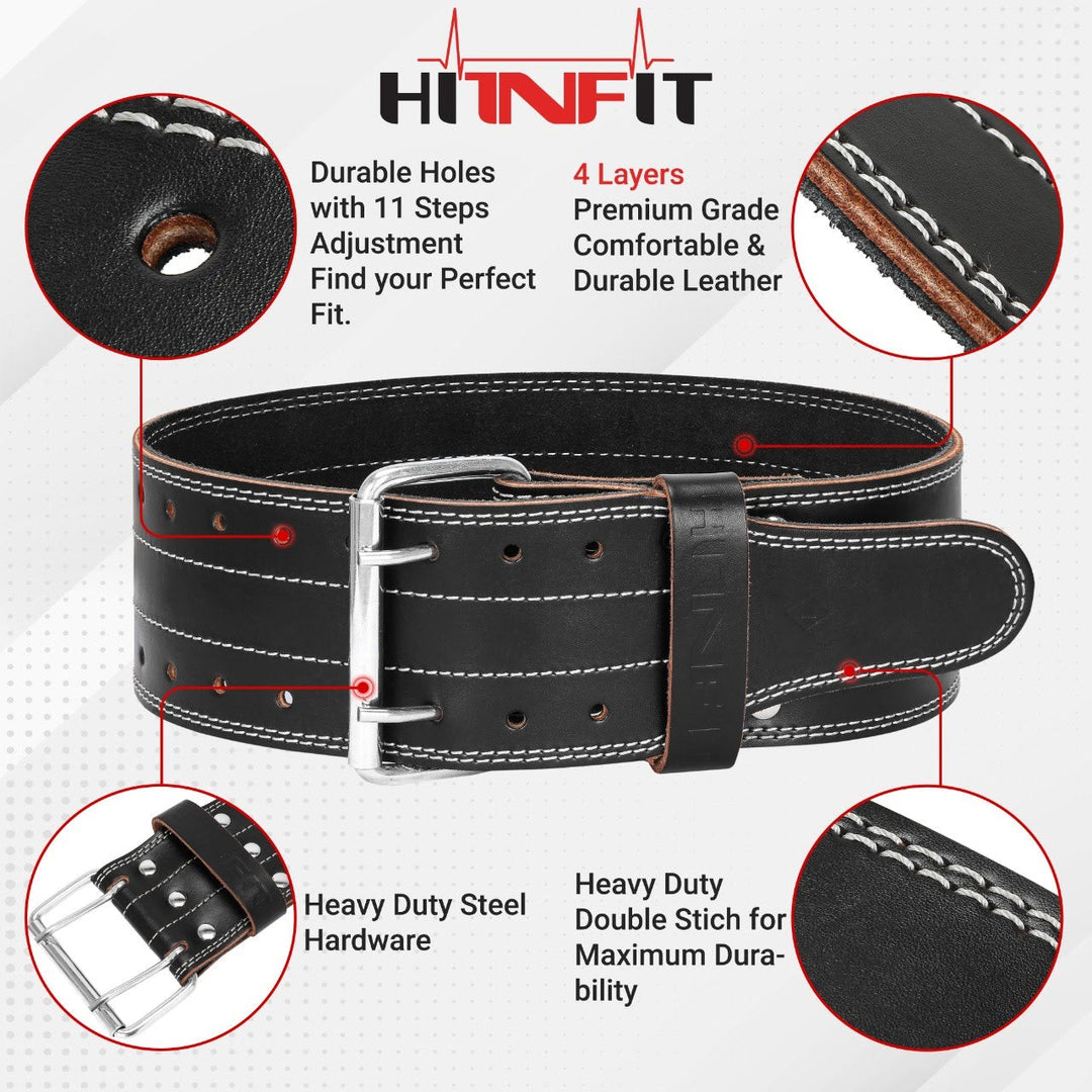 Double Prong Leather Powerlifting Belt
