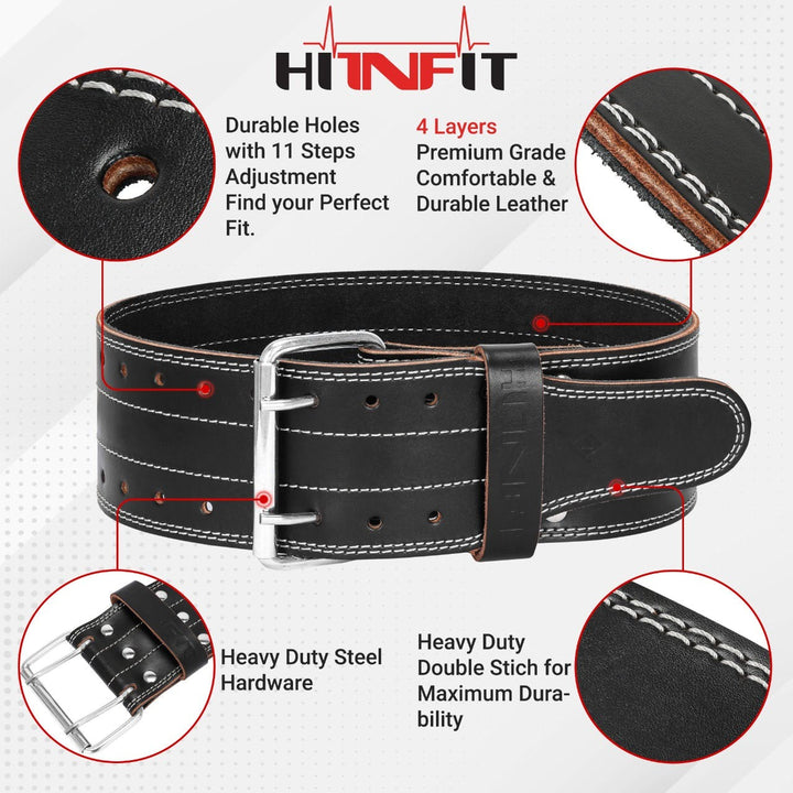Double Prong Leather Powerlifting Belt