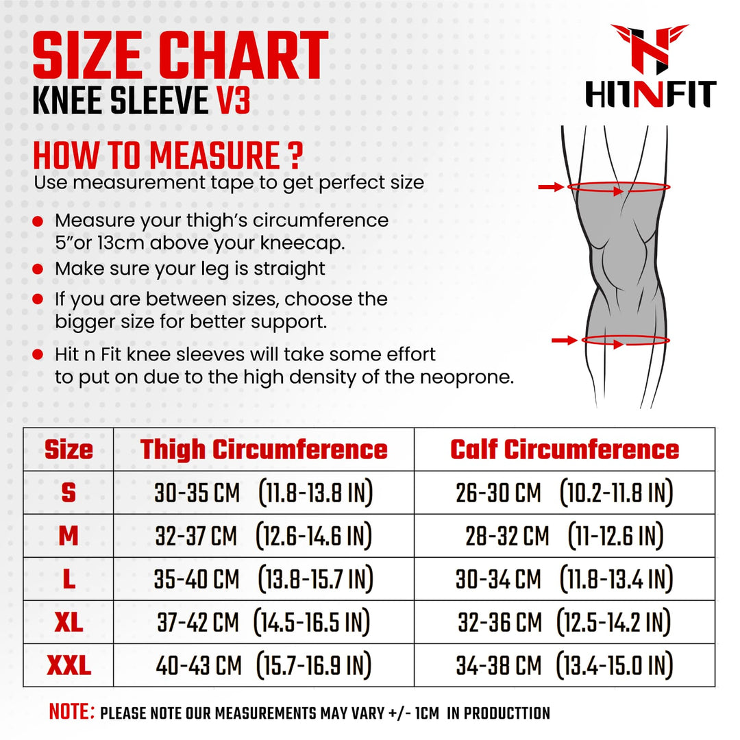 Knee Sleeves (V4) Size Chart