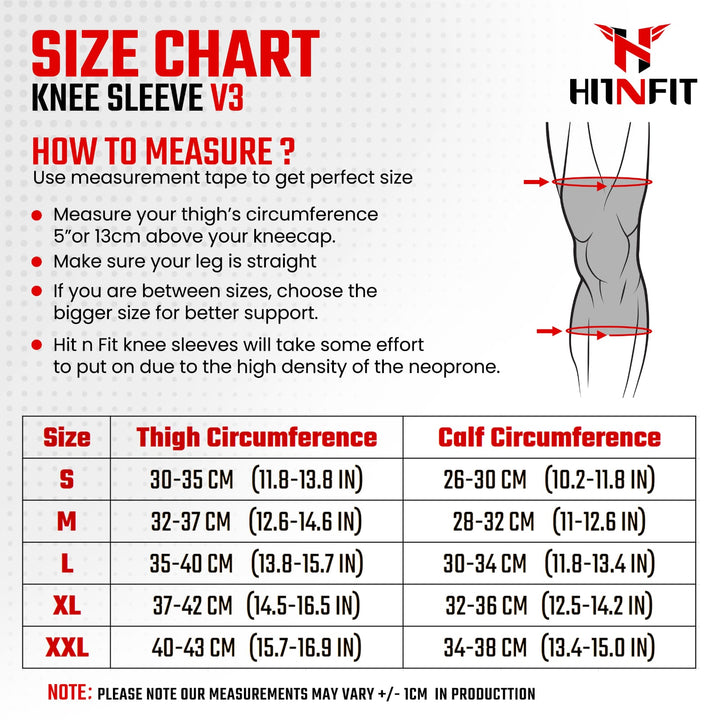 Knee Sleeves (V4) Size Chart