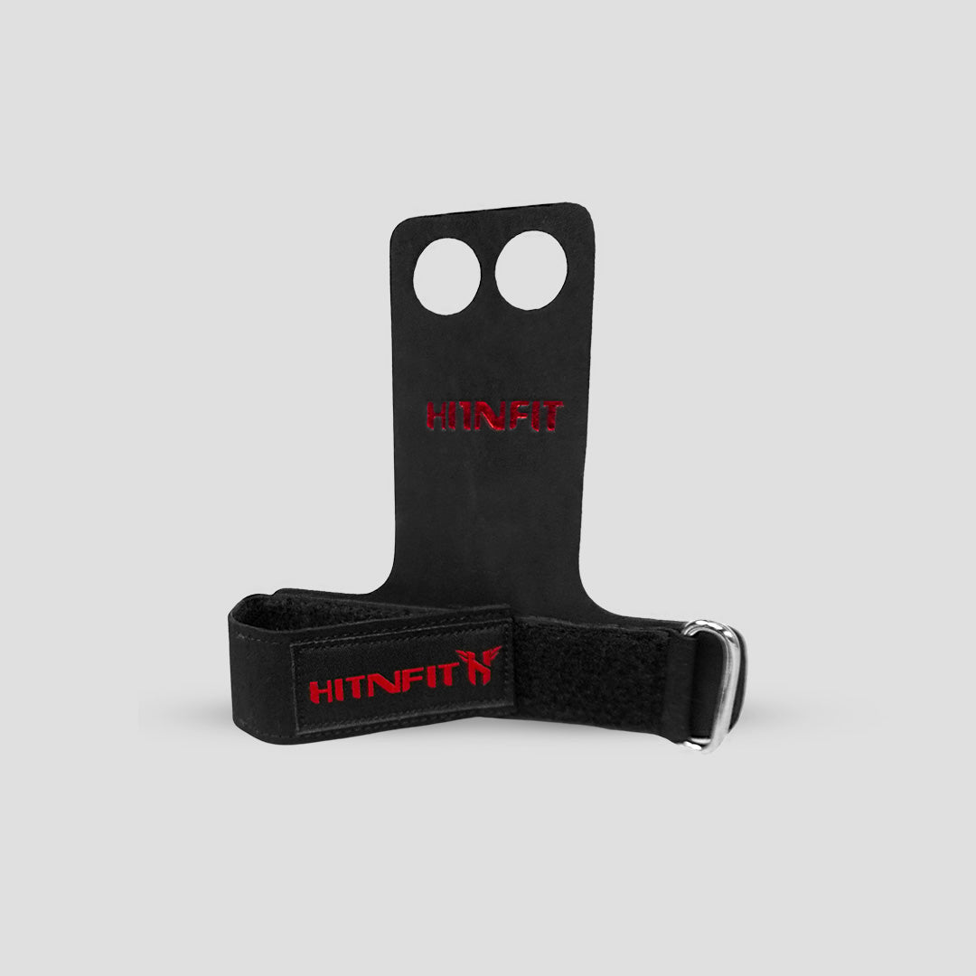 Leather Hand Grips - Fingerhole Black