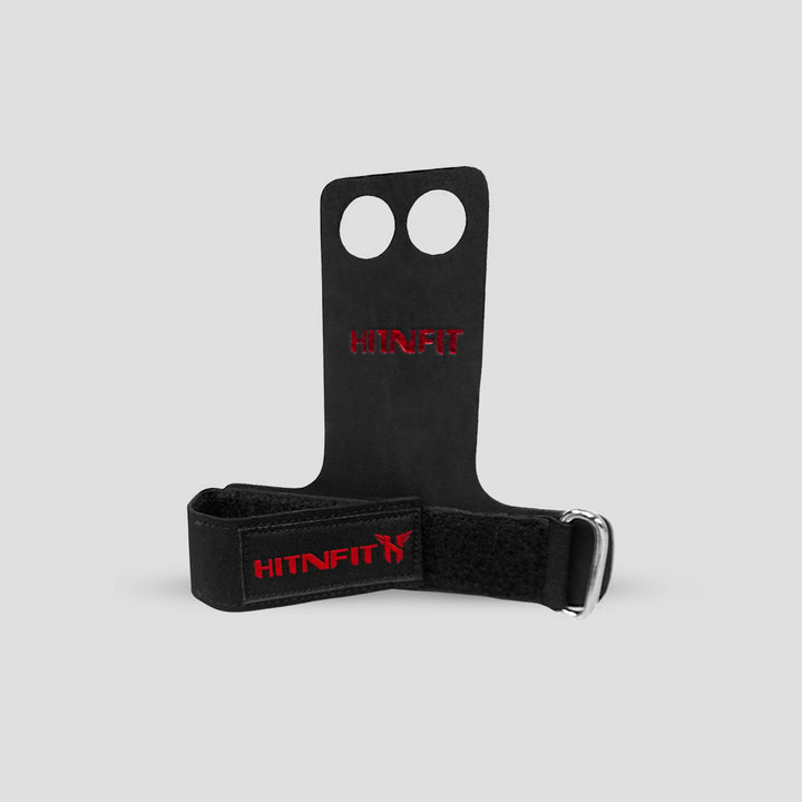 Leather Hand Grips - Fingerhole Black