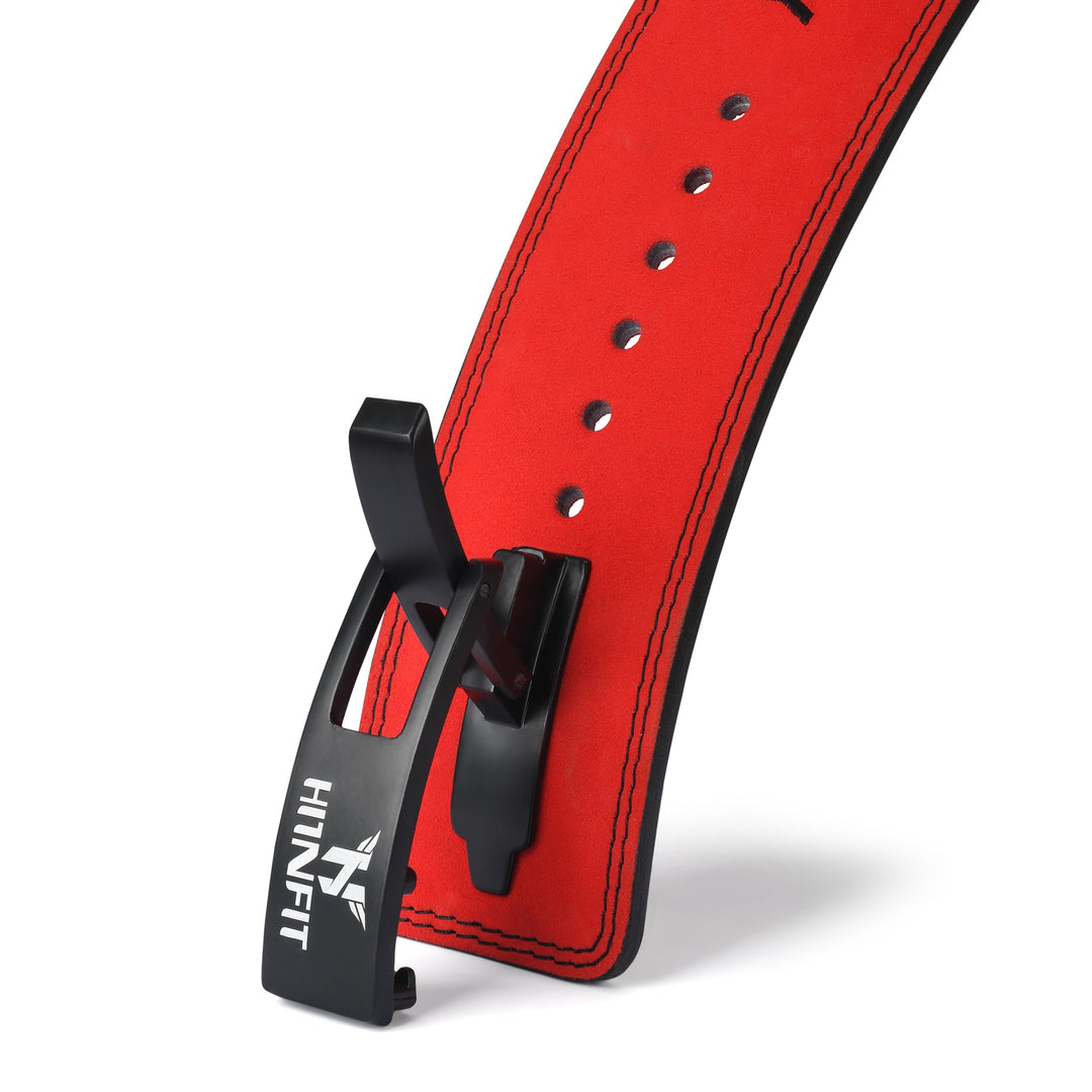 Red Lever Belt with Black Buckle