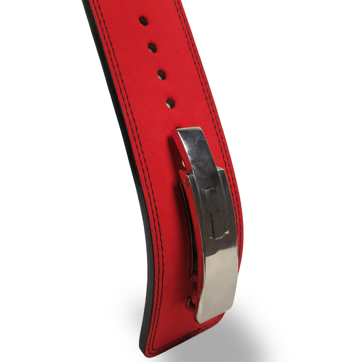 Red Lever Belt with Silver Buckle