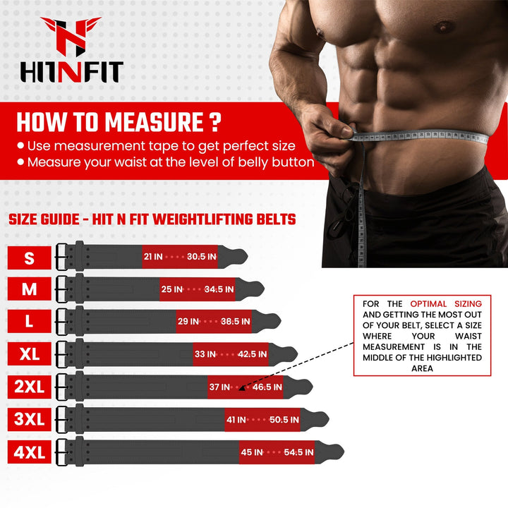 Single Prong Powerlifting Belt Size Chart