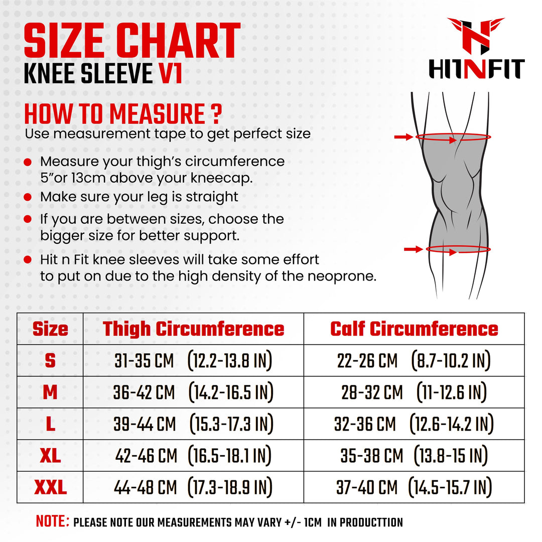 Size Chart Knee Sleeves