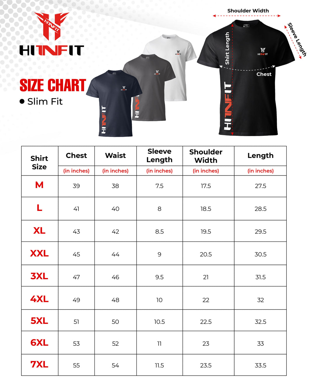 T-Shirt Size Chart