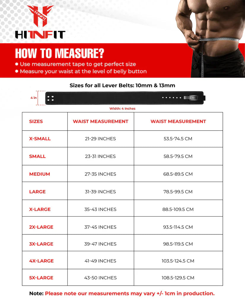 Weightlifting Belt Chart