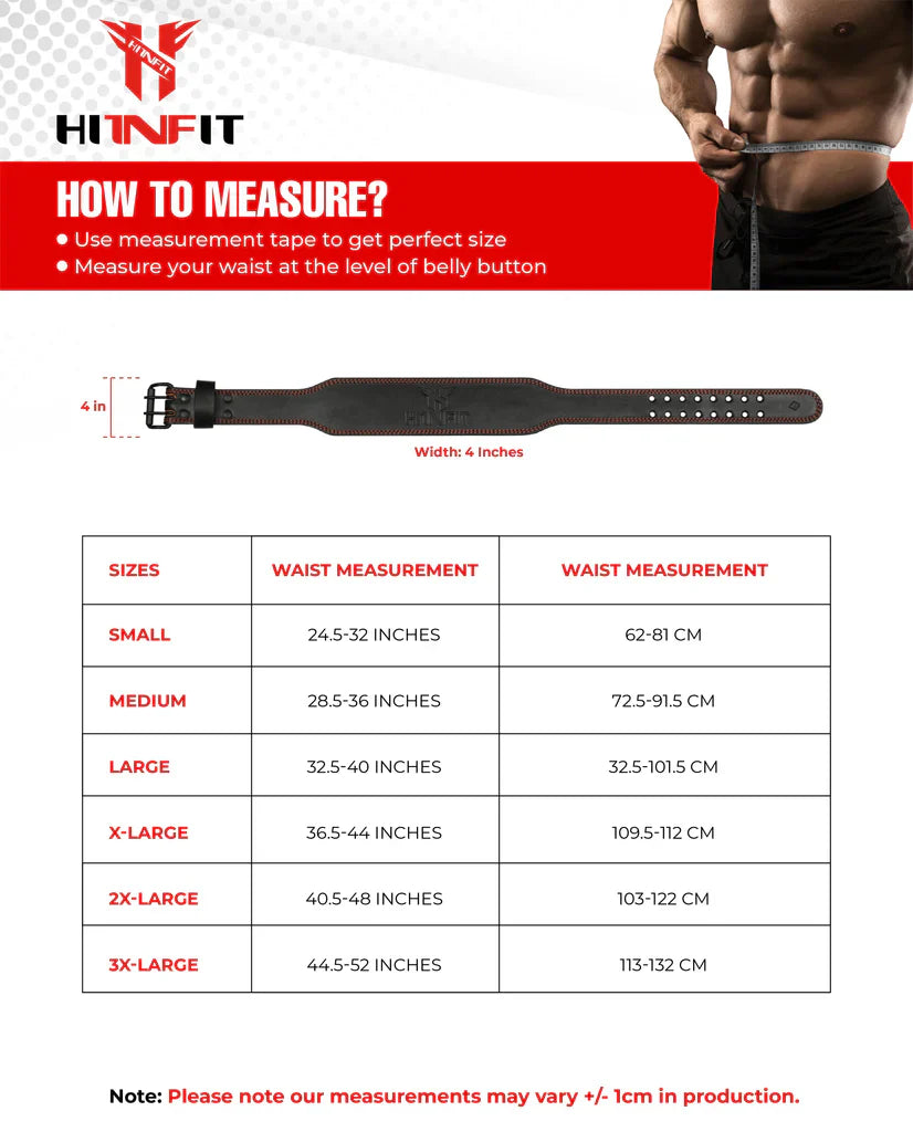 7mm Classic Weight Lifting Leather Belt Black/Red