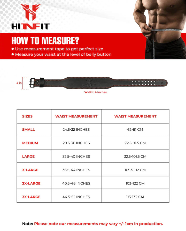 7mm Classic Weight Lifting Leather Belt Black/Red
